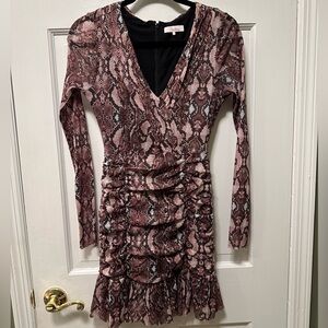 Parker Snakeskin‎ Printed Ruched Bodycon Dress